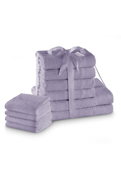 Amelia Home Set of 10 bath towels, 100% cotton, 450 g/m2, Amari, 2x70x140 cm, 4x50x100 cm, 4x30x50 cm, lilac