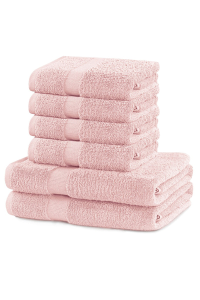 Deco King Set of 6 bath towels, 100% cotton, 525 g/m2, Marina, 2x70x140 cm, 4x50x100 cm, powder pink