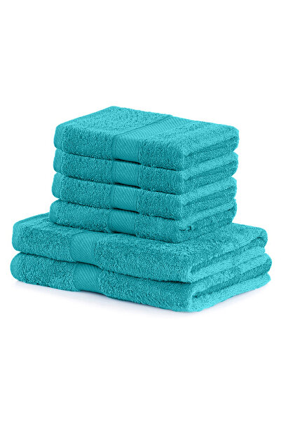 Deco King Set of 6 cotton bath towels, Bamby, 425 g/m2, 2x70x140 cm, 4x50x100 cm, turquoise