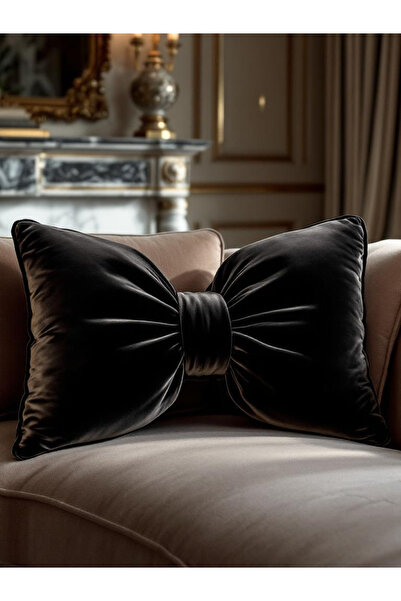 JACA Velvet Fabric XXL Bow Appearance Throw Pillow Decorative Pillow Inner Filled Bow Throw Pillow