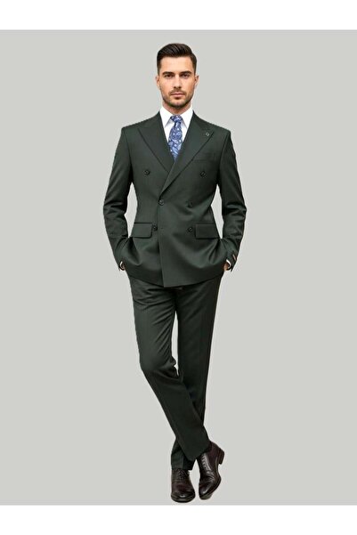 HERMOSE Green Double-Breasted Modern Fit Suit |   Premium Collection