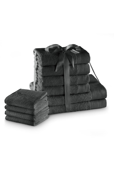 Amelia Home Set of 10 bath towels, 450 g/m2, Amari, 2x70x140 cm, 4x50x100 cm, 4x30x50 cm, dark grey