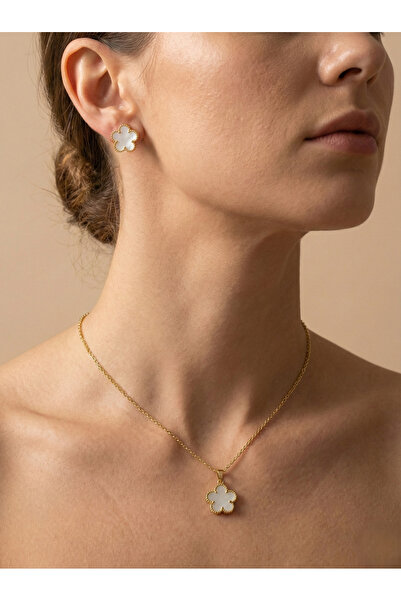 Candy Nuveria Elegant Flower Enamel Necklace Earring Set