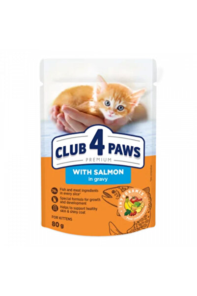 Club4Paws Hrana umeda Club 4 Paws Premium pentru pisoi - Somon in sos, 24x80g