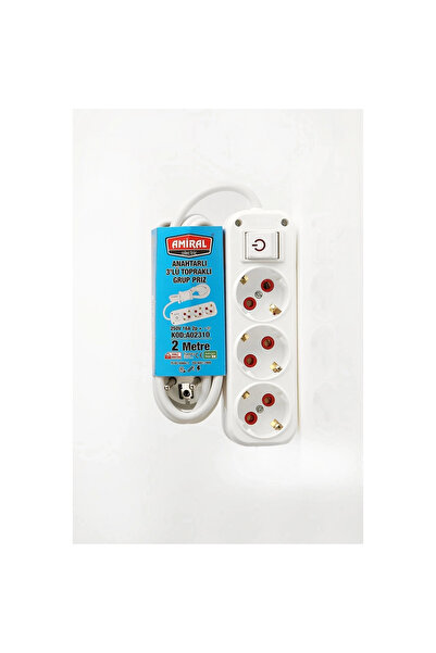 Epilons Admiral 3' Grounded Group Socket with Switch and 2 Meter Cable