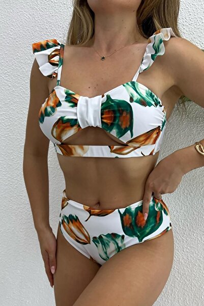 Bikini Mayokini Dünyası Aloha High Waist Bikini - Blue-White