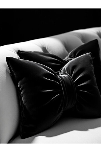 JACA Set of 2 Christmas Themed Velvet Bow Decorative Pillows (2 Pieces)