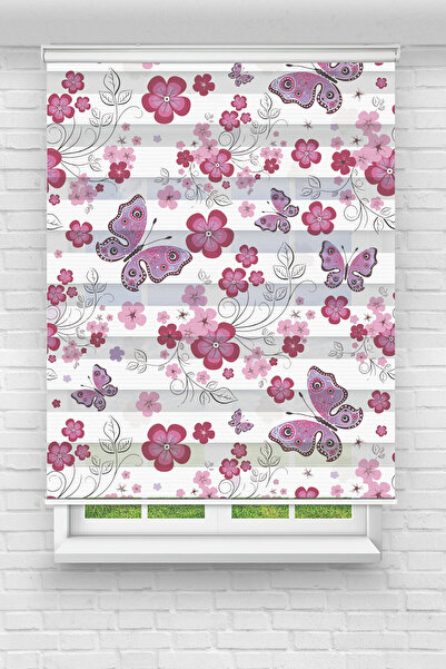 Perdecizade (ENXBOY)KELEBEKLER DİJİTAL BASKILI ZEBRA PERDE-COCUK ODASI-STOR P...