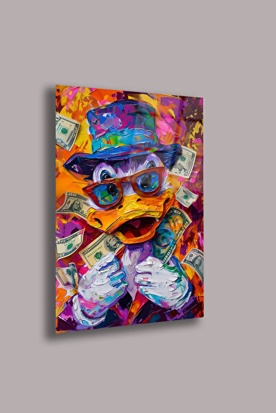 gxe.art Tablou din sticlă de 4 mm cu rață colorată – Design cu imprimare UV P...