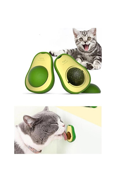 DodoJoy Catnip Cat Licking Ball Avocado-Shaped Wall-Sticking Cat Mint Ball Natural Catnip Toy