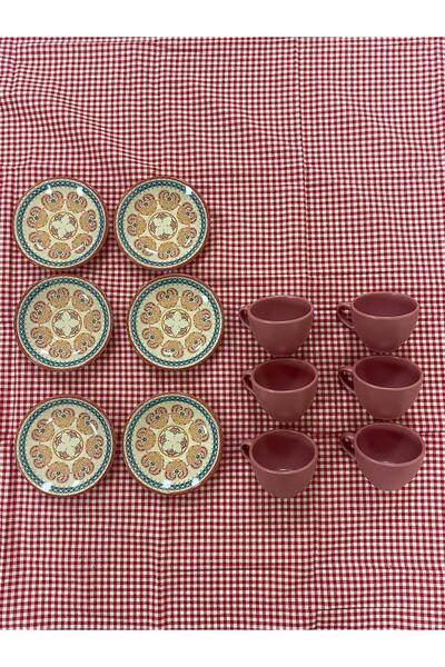 YAZICI KERAMİKA 12 Parça Çay Seti Özel Desenli - Premium Porselen Fincan Takımı