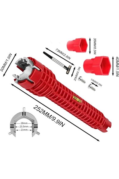OEM Red 8-in-1 combination wrench + screwdriver, movable heads, easy to handle, intuitive profi