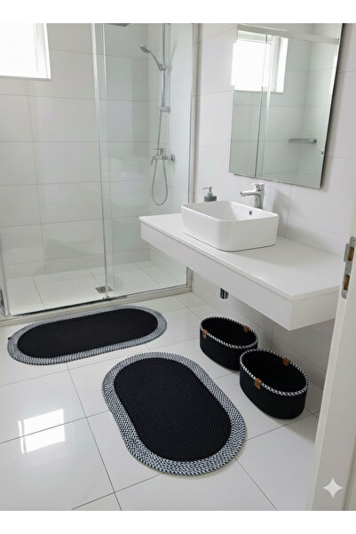 AZR HOME DESİGN طقم حمام مصنوع يدويًا من حبل الجوت الطبيعي