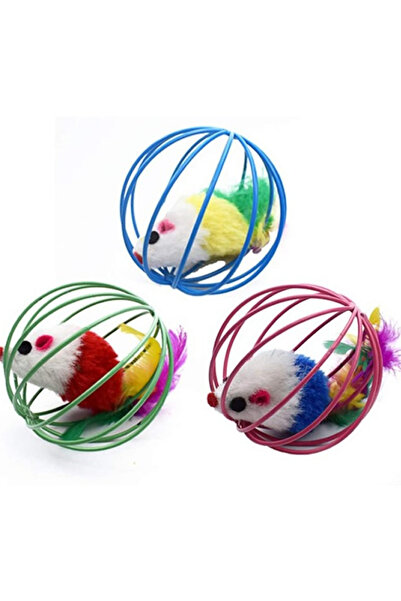 DodoJoy Mouse Ball Cat Toy Furry Spinning Ball Interactive Chasing Toy Moving Colorful Cat Toy
