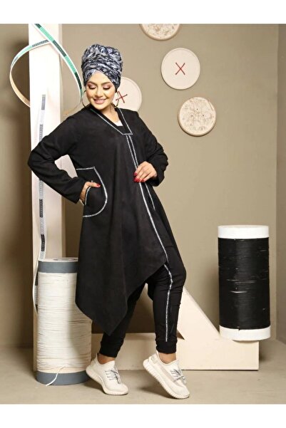 SWAN.AE Winter 2-piece set, long blouse, Letters print, pants, pocket, Cotton Lycra, suede, Casual Chic