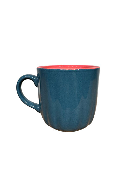 CERCİBAZAAR Colorful Ceramic Mug – 300 ml Modern Coffee Cup (Turquoise - Pink)