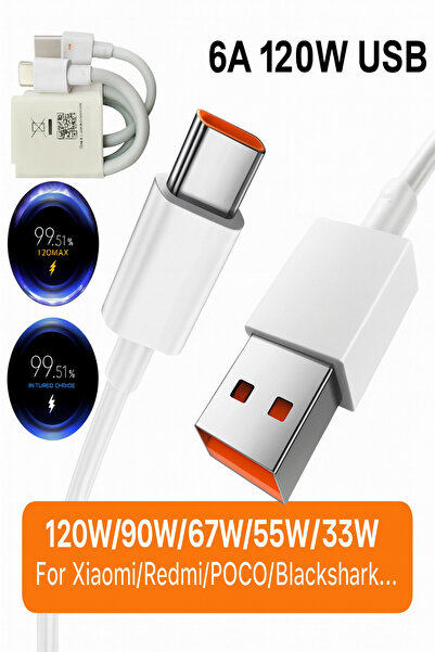 TRENDPİX 120W/67W Type-C Turbo Hızlı Şarj Kablosu 6A Xiaomi Redmi Uyumlu Süpe...