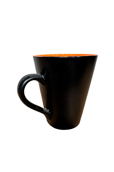 CERCİBAZAAR Ceramic Mug 250 ml – Stylish and Modern Design (Black Orange - Black Green)