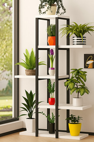 GUİMO Dekoratif Raflı Metal Çiçeklik Saksı Standı Saksılık Oturma odası Raf A...