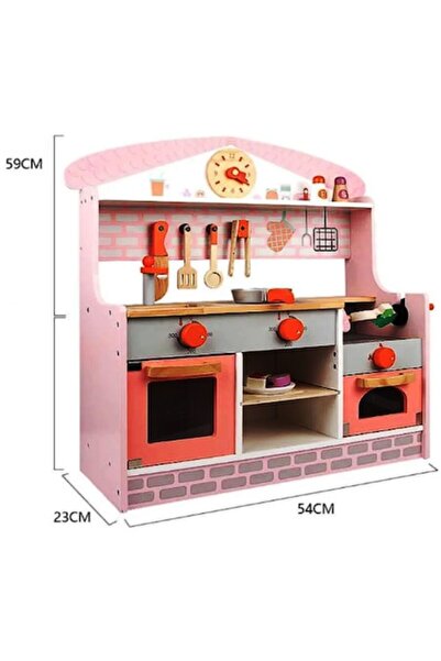 OEM Wooden children's kitchen set, induction stove, deep sink, many storage compartments, 54x23x59cm