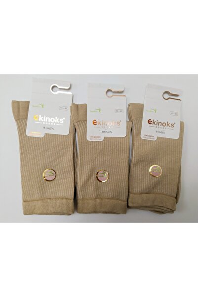 Ekinoks Kadın Bambu Soket Çorap esnek yapılı– Yumuşak/ Nefes Alan Gün Boyu Konfor/dikişsiz çizgili çorap