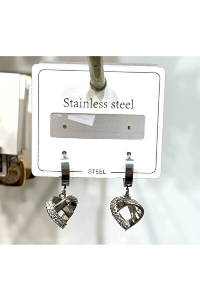 stainles steel أقراط على شكل قلب متدلية من الفولاذ المقاوم للصدأ مع حجر