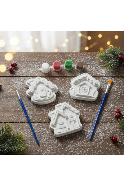 adanaçiçekliatölye YILBAŞI TEMALI KURABİYE EVLER BOYAMA SETİ
