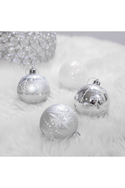 Generic Christmas Balls, Red White Set of 24, 6CM Traditional Ornaments for Christmas Decoration