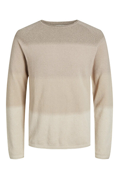 Jack & Jones JJEHILL Knit Ecru Beige Men's Raglan Sleeve Sweat Sweater
