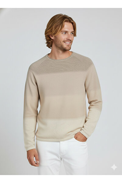 Jack & Jones JJEHILL Knit Ecru Beige Men's Raglan Sleeve Sweat Sweater
