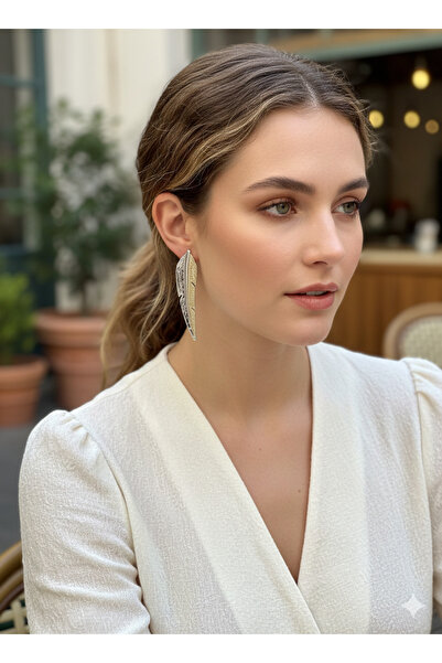 MioArt أقراط طويلة أنيقة من الريش النبيل