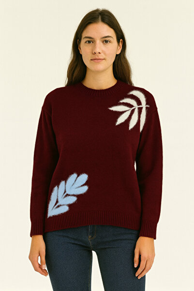 SARİTA MODA Clover Pattern Feathered Sweater