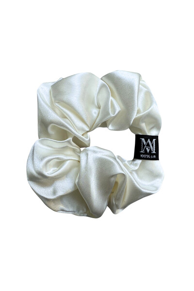 MATASIA Mulberry Silk Hair Scrunchie 22 Momme – Ivory, Size L | MATASIA®