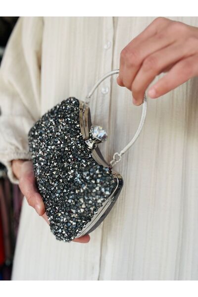 Çanta Trend Women's Heart Stone Crystal Evening Dress Bag Special Occasion Bag