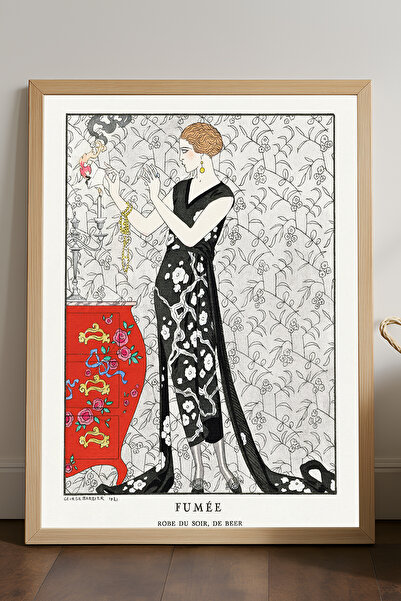 Duvarda Poster cu ramă din lemn natural Fumee, pictură decorativă de perete a...