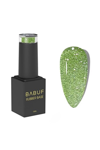 BABUF Glow Matcha Rubber Base 15ml – Matcha Green Self-Leveling Base with Pearlescent Reflections