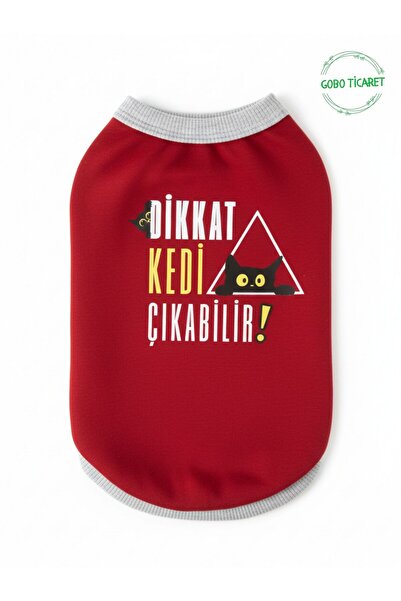 Gobo Caution, the Cat May Escape! Written Red Cat and Dog Outfit Dress Small/S/Size 1