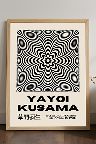 Duvarda Poster înrămat din lemn natural Yayoi Kusama, pictură decorativă de p...