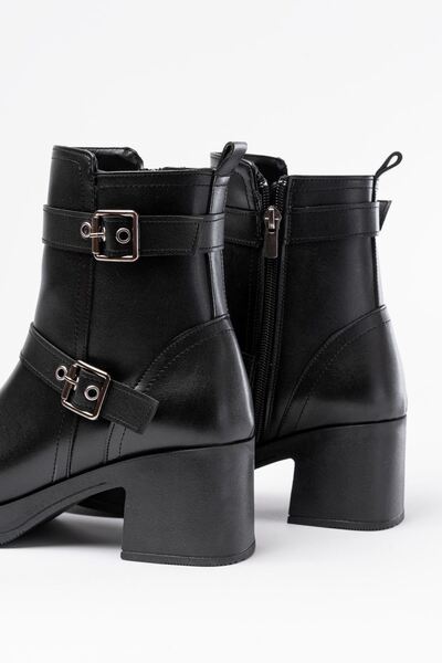 Zerenyus Zri̇n-3027 Premium Black Heeled Zippered Daily Women's Boots