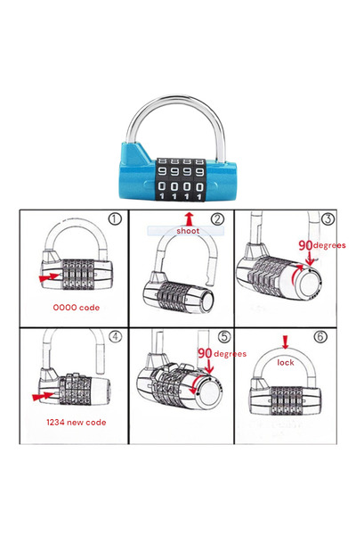 OEM 5 cm blue padlock with combination, for cabinets, bags, personal belongings insurance