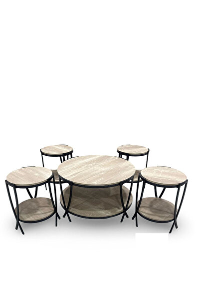 Tasamem Dafia 5-piece round wooden sofa table set