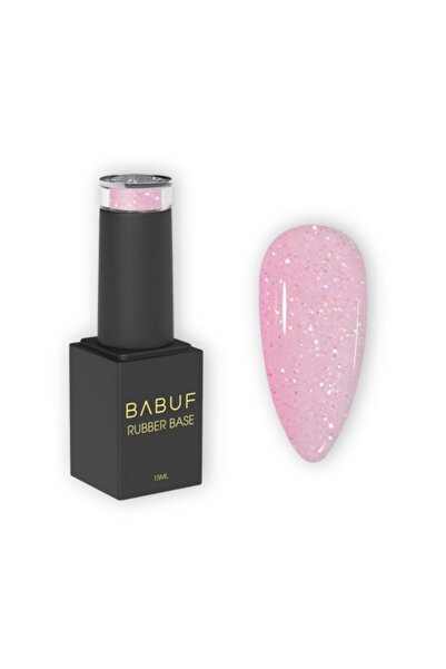 BABUF Sugar Baby Rubber Base 15ml – Milky Pink Self-Leveling Base with Delicate Glitter