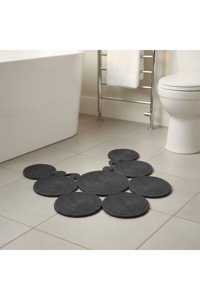 Comfort Craft Jute Straw Look | Anthracite | Double-Sided Washable Bath Mat | Toilet Front | Stain-Resistant