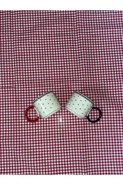 YAZICI 2'li Halka Kulplu Porselen Fincan Özel Tasarımlı Keramika Fincan