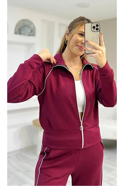 Velista Women's Piped Zippered Tracksuit Set