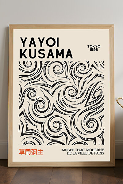 Duvarda Poster înrămat din lemn natural Yayoi Kusama, pictură decorativă de p...