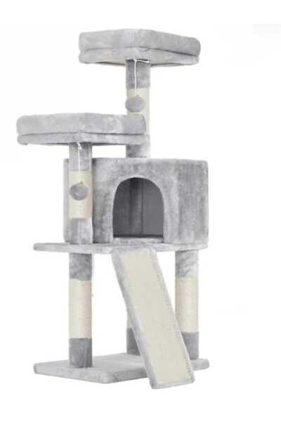 Cat Cat Play Set – Tree 115 cm, 2 Beds, House and Sisal Posts, Gray