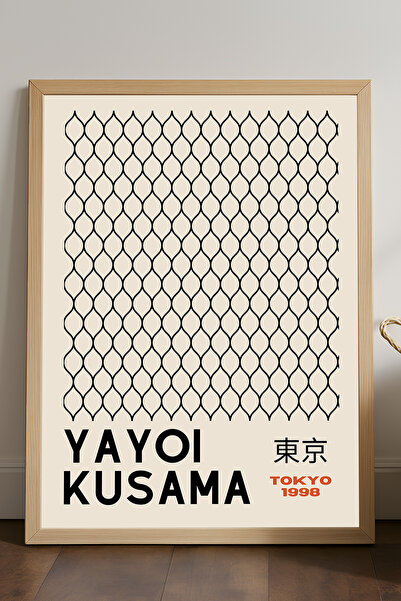 Duvarda Poster înrămat din lemn natural Yayoi Kusama, pictură decorativă de p...