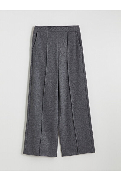 LC Waikiki Antrasit Beli Lastikli Geniş Paça Kadın Pantolon