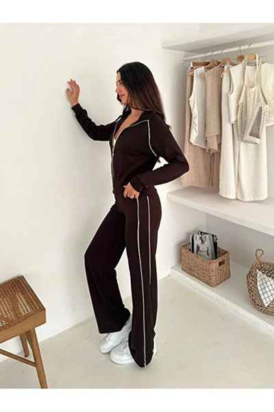 Velista Women's Piped Zippered Tracksuit Set